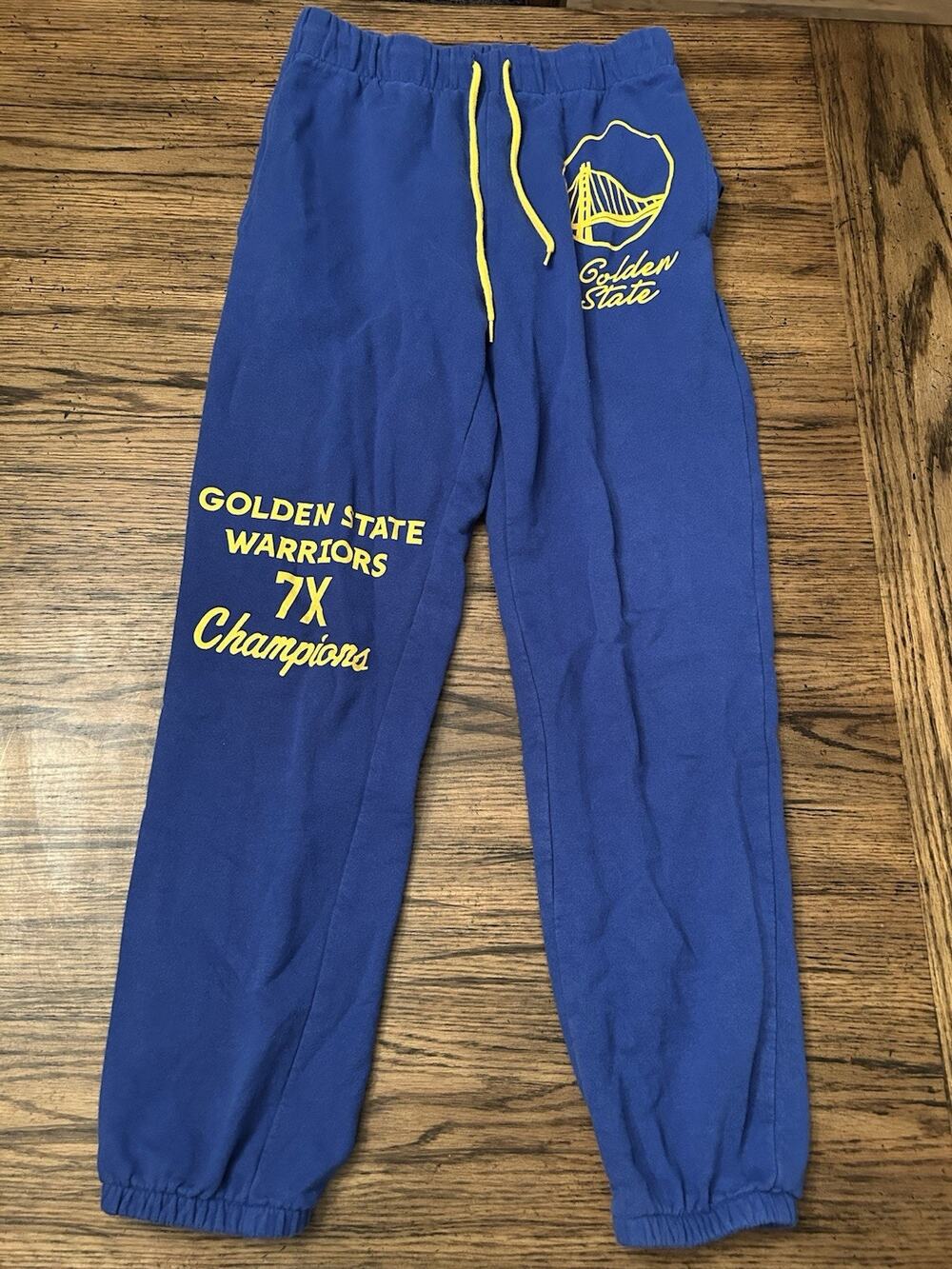 Golden State Warriors Adult Small NBA Apparel Brand Blue Drawstring Sweatpants